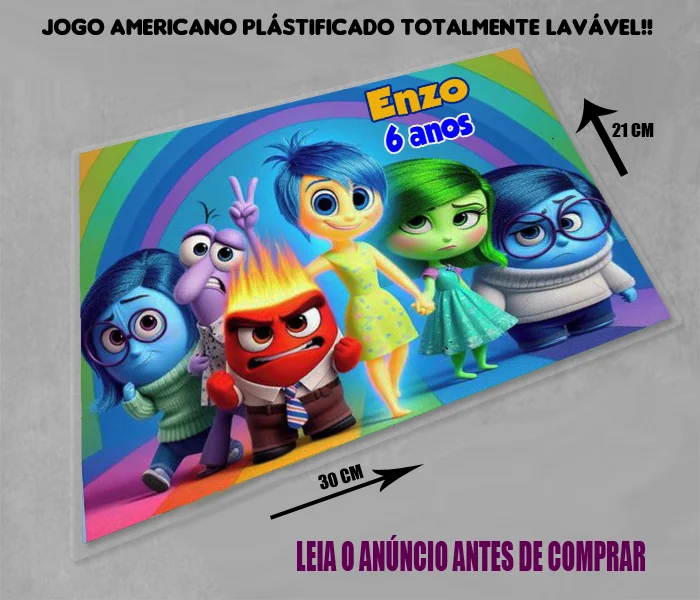 Jogo Americano Plastificado personalizado Divertidamente - Imagem 1