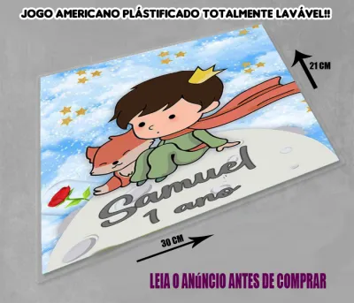 Jogo Americano Sousplat  Plastificado personalizado do Pequeno Principe