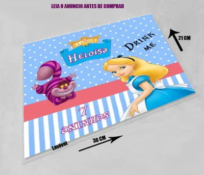 Jogo Americano Sousplat  Plastificado personalizado da Alice no País das Maravilhas