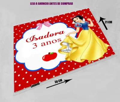 Jogo Americano Sousplat  Plastificado personalizado da Branca de Neve