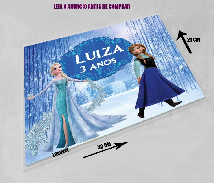 Jogo Americano Sousplat Plastificado personalizado Frozen Ana e Elza - Imagem 2