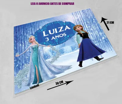 Jogo Americano Sousplat  Plastificado personalizado Frozen Ana e Elza