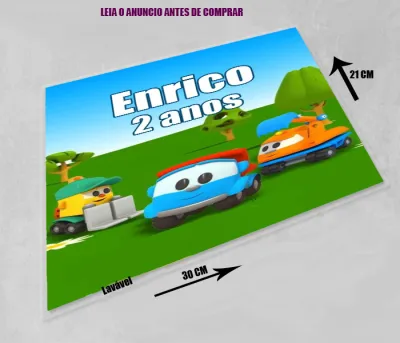 Jogo Americano Sousplat  Plastificado personalizado Léo o Caminhão