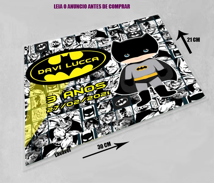 Jogo Americano Sousplat Plastificado personalizado do Batman - Imagem 1
