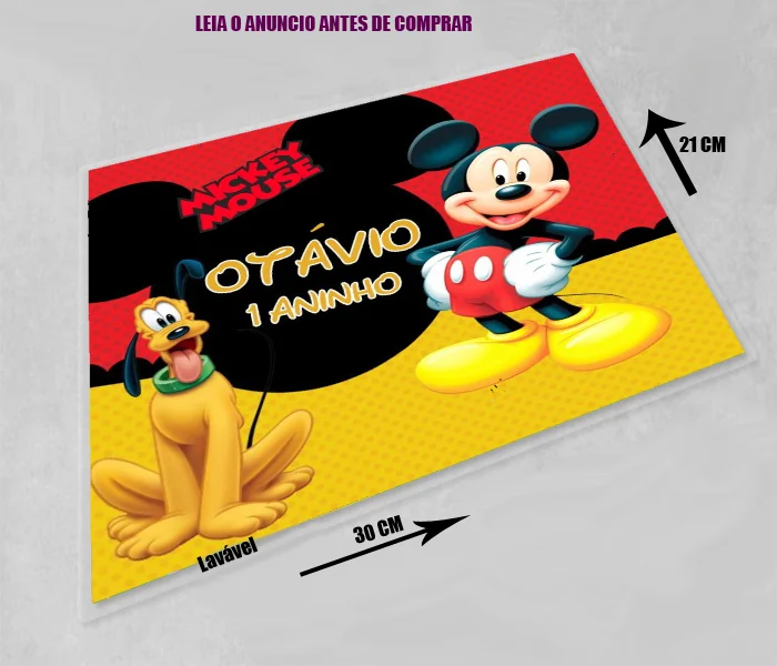 Jogo Americano Sousplat Plastificado personalizado do Mickey e Pluto - Imagem 2