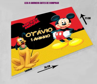 Jogo Americano Sousplat  Plastificado personalizado do Mickey e Pluto