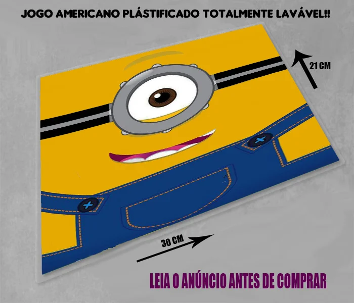 Jogo Americano Sousplat Plastificado personalizado dos MInions - Imagem 1