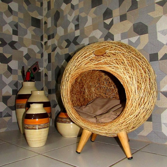 Toca Retrô em Sisal para Gatos