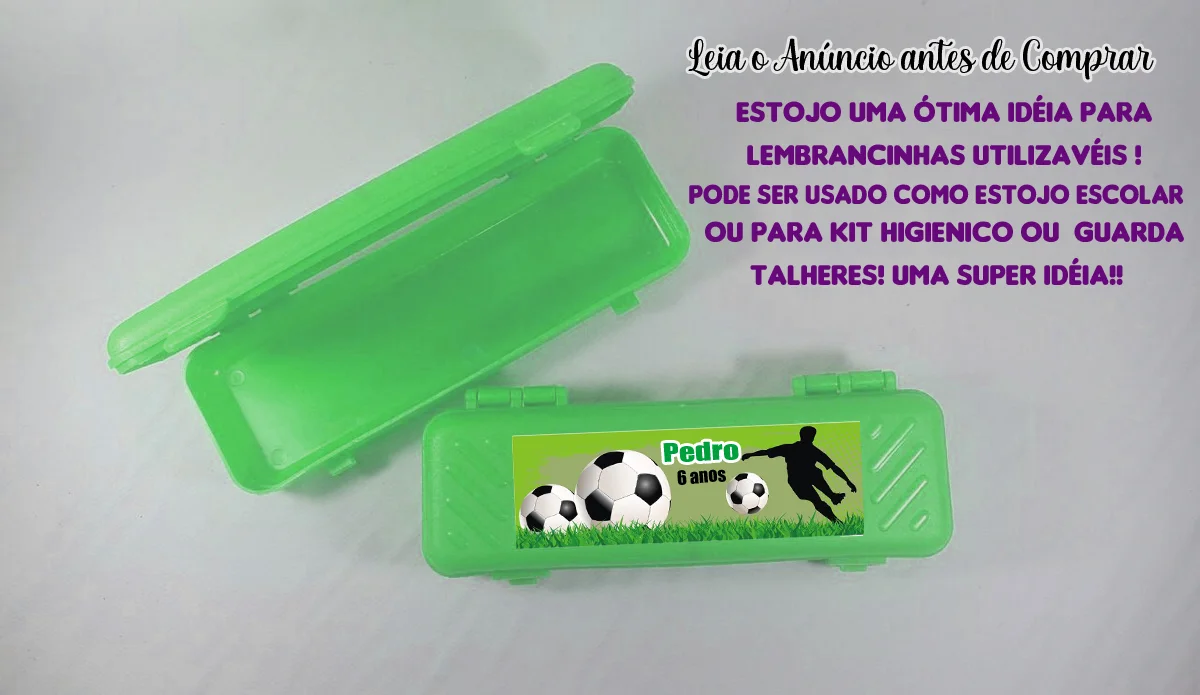Estojo Plastico Personalizado para lembrancinhas Futebol - Imagem 1