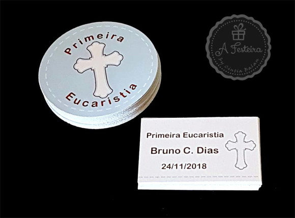 Adesivo Redondo e Tag para Primeira Eucaristia