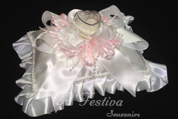 Almofada Porta Alianças Babado Rosinha