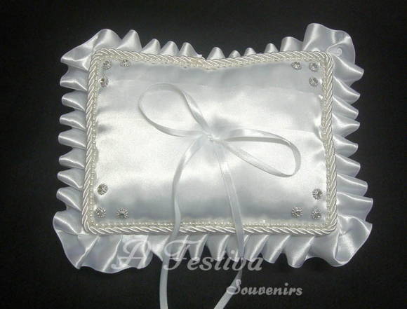 Almofada Porta Alianças Babado Strass