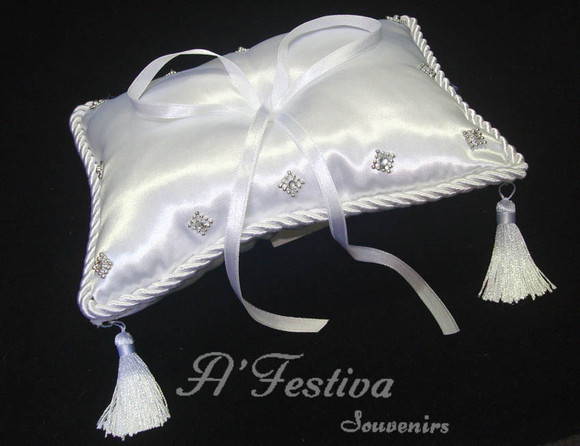 Almofada Porta Alianças Strass Quadrado