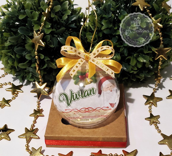 Bola com Nome e Laço Dourado