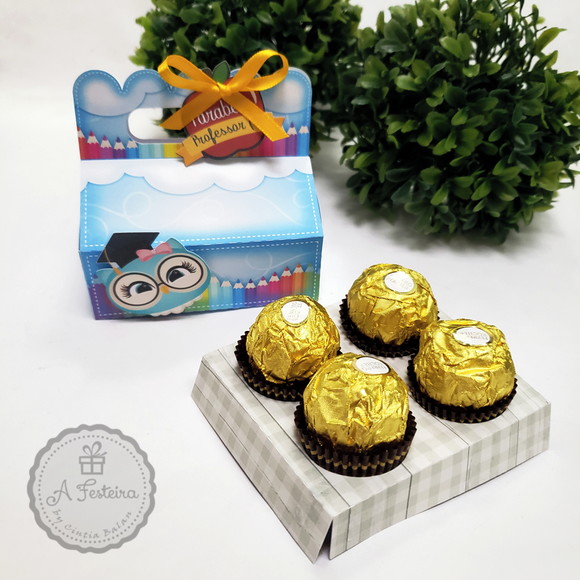 Bolsinha Corujinha para 4 Chocolates