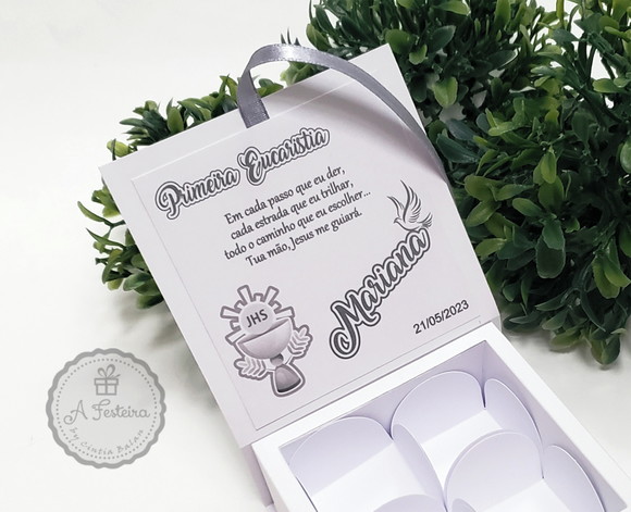 Caixa Cinza para 4 Doces Eucaristia - Imagem 3