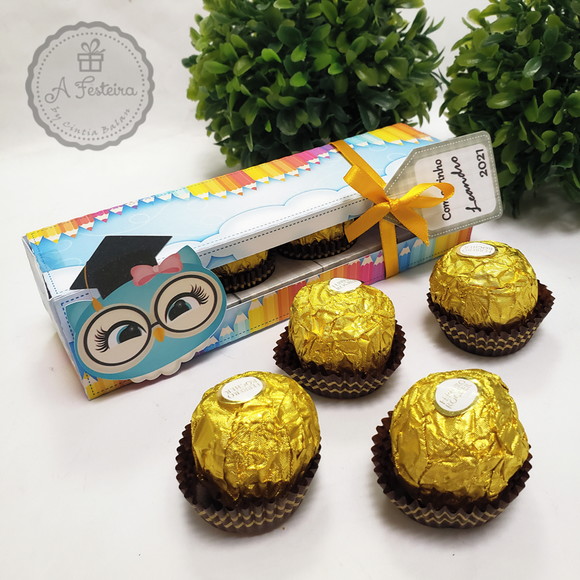 Caixa Corujinha para 4 Chocolates