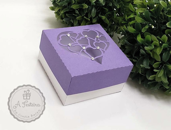 Caixa para 4 Doces Corações Luxo