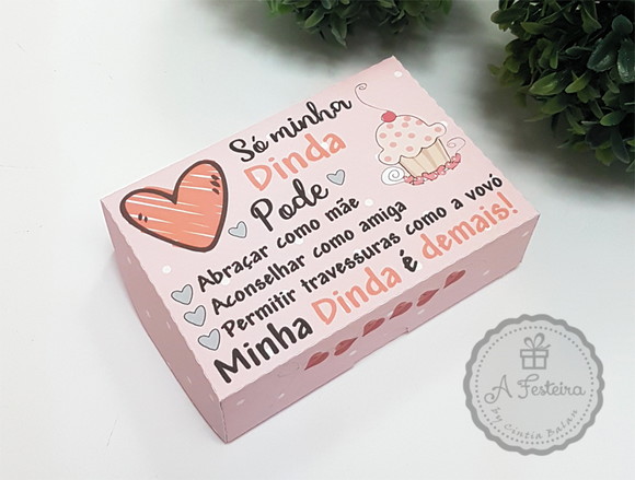 Caixa para 6 Doces "dinda Rosa"