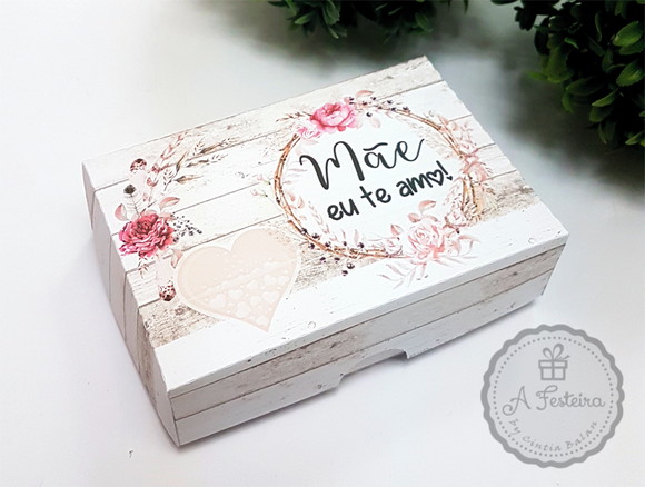 Caixa para 6 Doces "mãe Eu Te Amo"