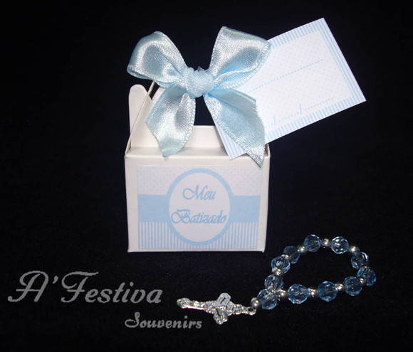 Caixa Personalizada com Mini Terço Menino