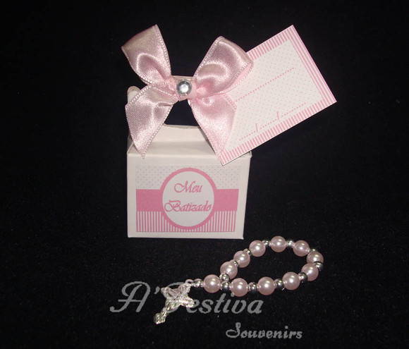 Caixa Personalizada com Mini Terço Rosa
