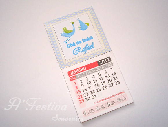 Calendário Cegonha Azul Bolinha Amarela