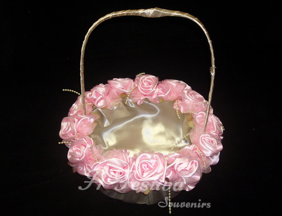 Cesta Florista Flores Marfim e Rosa