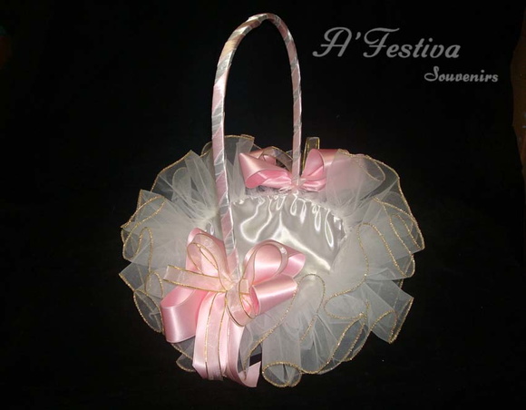 Cesta Florista Laço Rosa
