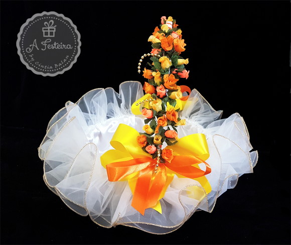 Cesta para Lembrancinhas Amarelo e Laranja