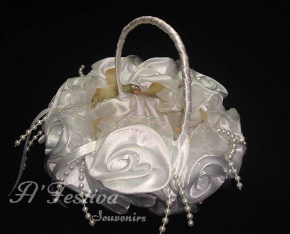 Cesta Porta Alianças Flor Grande