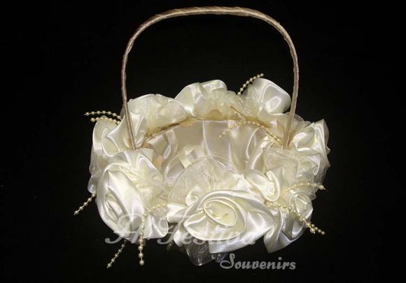 Cesta Porta Alianças Flor Marfim