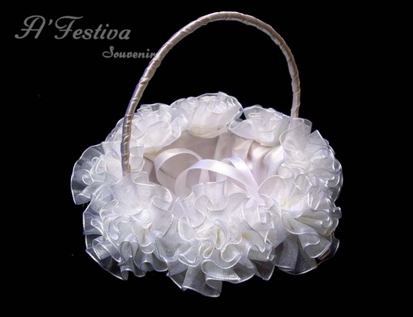 Cestinha Porta Alianças Camélia Organza