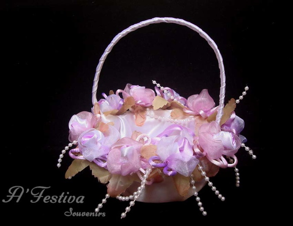 Cestinha Porta Alianças Flor Lilás Menor