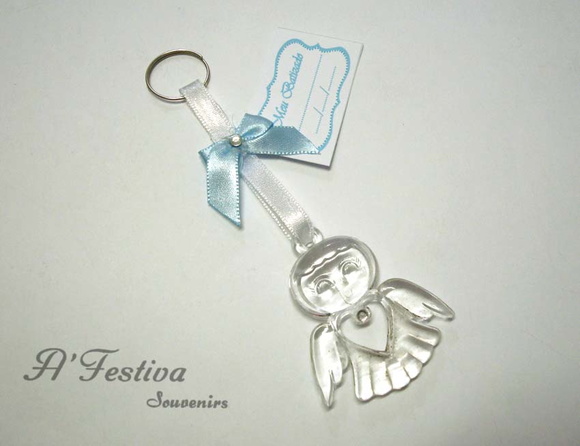 Chaveiro Anjo Azul Cristal