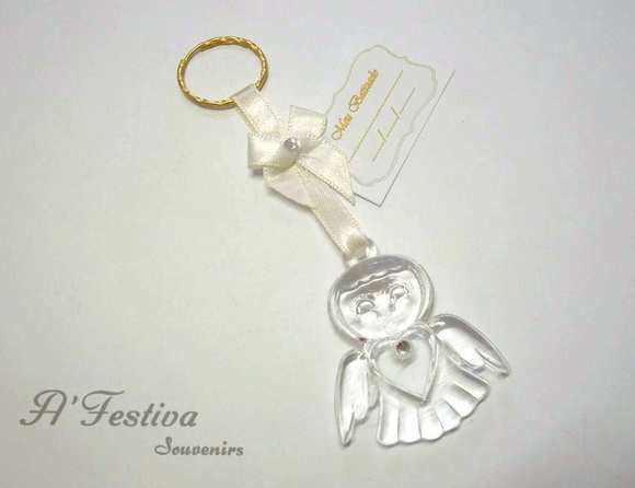 Chaveiro Anjo Marfim Cristal