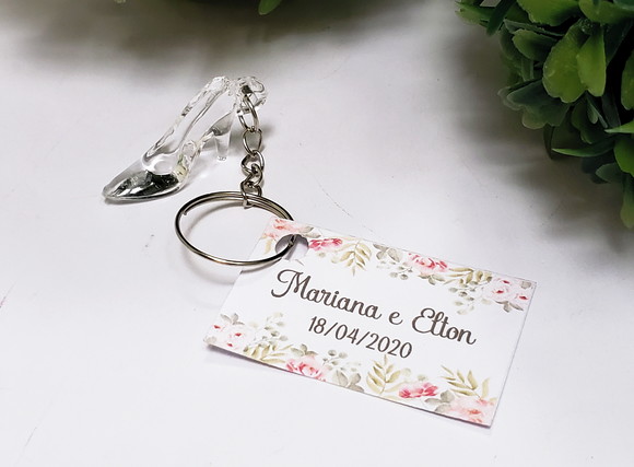 Chaveiro com Sapatinho e Tag Floral