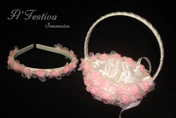Conjunto Dama de Honra Flor de Pérolas Rosa