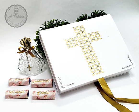 Convite Padrinhos Batizado Santinha - Imagem 2