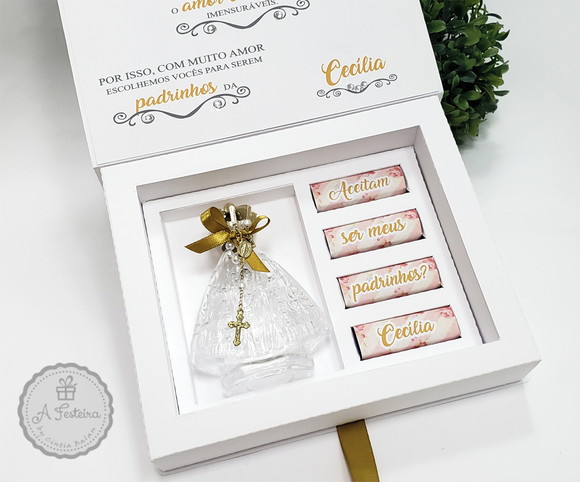 Convite Padrinhos Batizado Santinha - Imagem 3