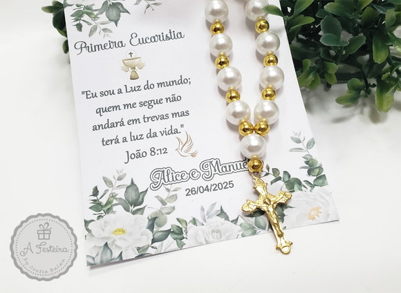 Lembrança Eucaristia com Terço Pulseira - Imagem 2