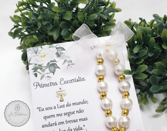 Lembrança Eucaristia com Terço Pulseira - Imagem 3