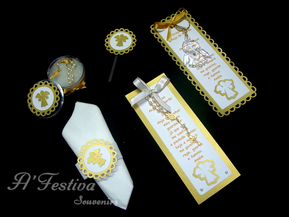 Marcador de Página Anjo Dourado com Chaveiro