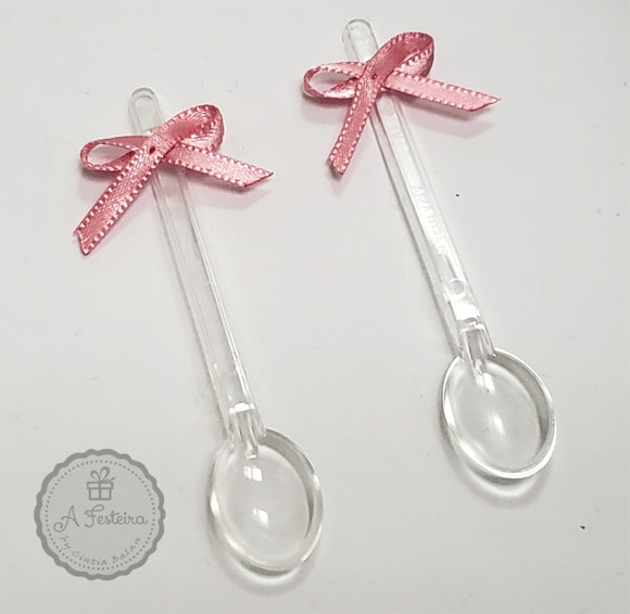 Mini Colher Laço Rosa