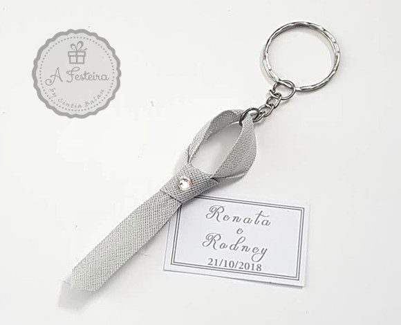 Mini Gravata Chaveiro com Strass e Tag