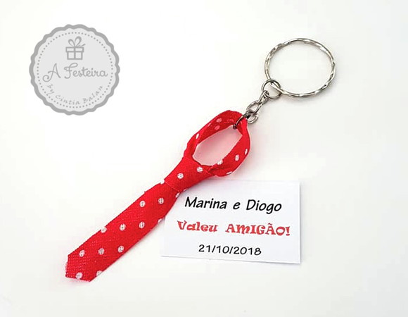 Mini Gravata Chaveiro com Tag