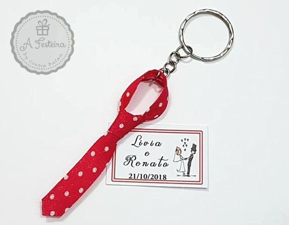 Mini Gravata Chaveiro com Tag Personalizado