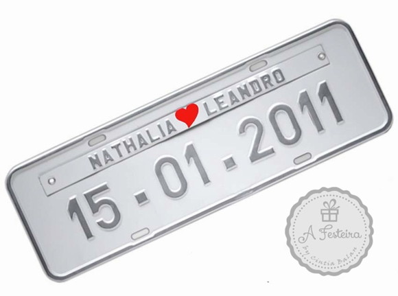 Placa Personalizada Prensada Branco com Prateado