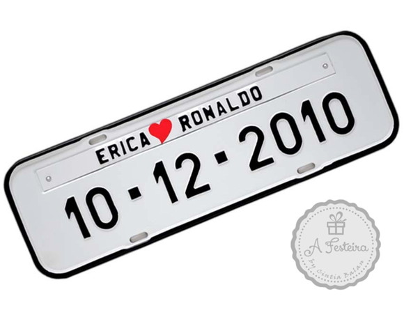 Placa Personalizada Prensada Branco com Preto