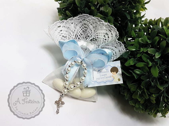 Saquinho com Renda para Batizado